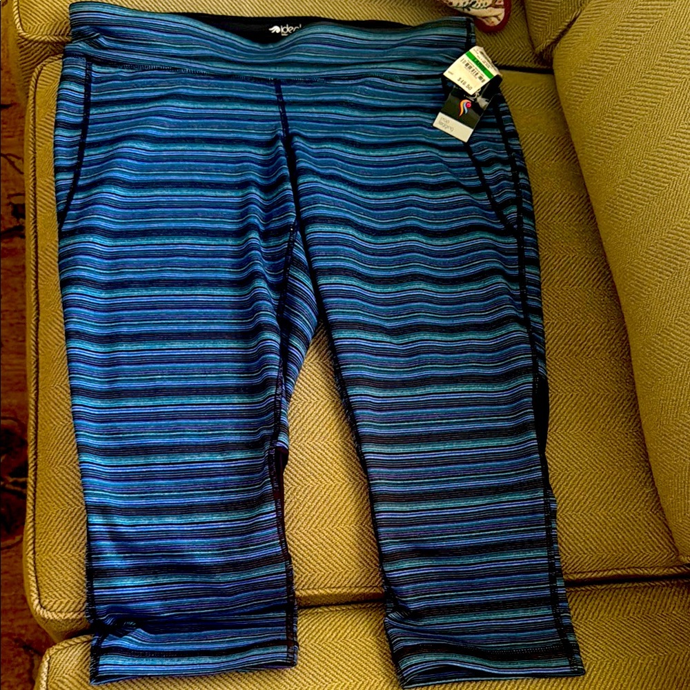 Ideology Black and Blue Striped Leggings